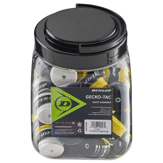 Dunlop Gecko Tac Overgrip Tub Of 60 Grips (Assorted colours)