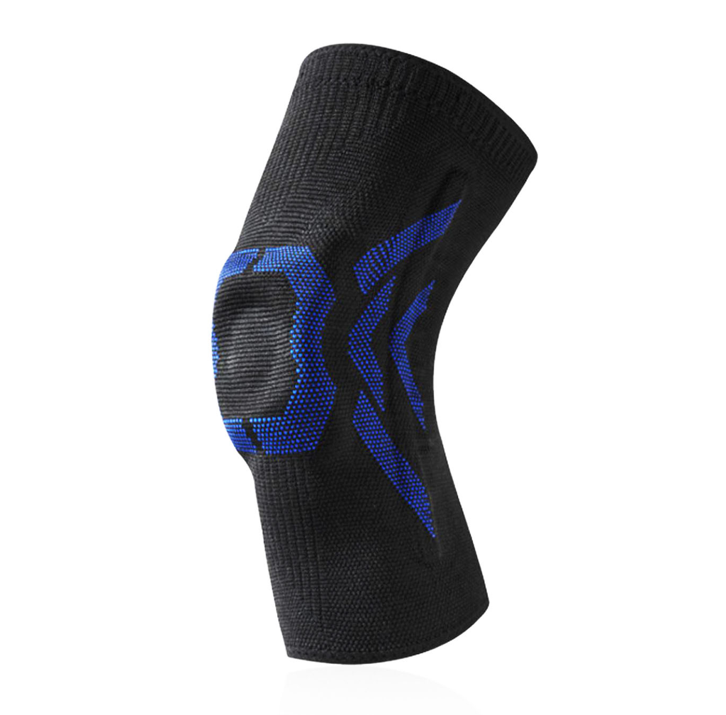 Klyng Unisex Pro Pickleball Compression Black/Blue Knee Sleeve with Meniscus Silicone Knee Joint Support