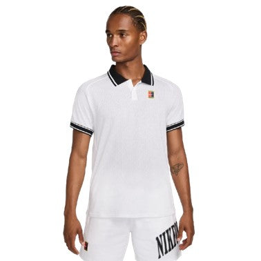 Nike White & Black Men's Heritage Polo Front