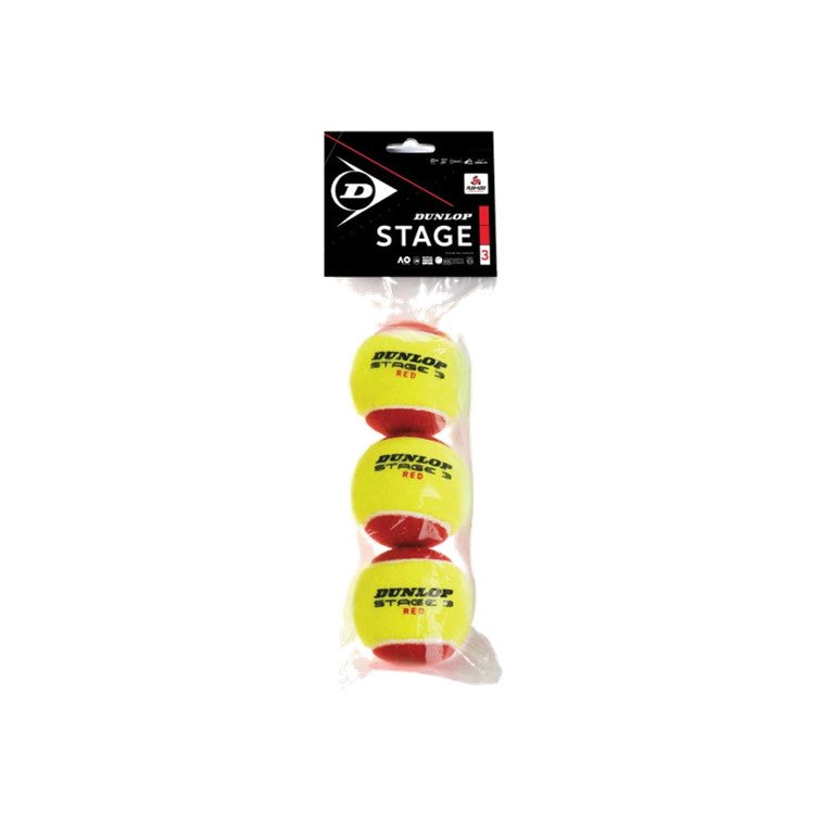 Dunlop Stage 3 Red & Yellow Tennis Balls 3-Pack