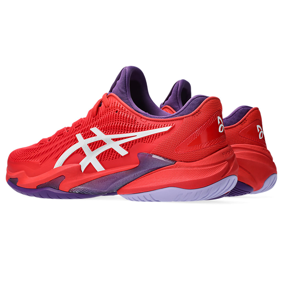 Asics red 2025 tennis shoes