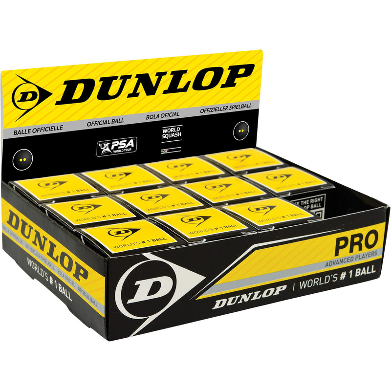 Dunlop Double Yellow Squash Balls (Box of 12)