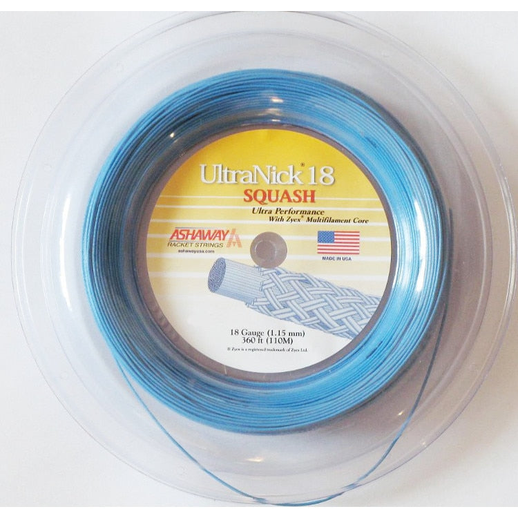 Ashaway UltraNick 18 360 Reel Squash String Blue 