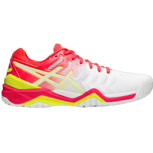Asics Gel Resolution 7 White/Laser Pink Tennis Shoes