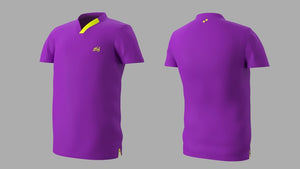 Eye Performance Line V-Neck Mens Shirt Purple with Neon Yellow