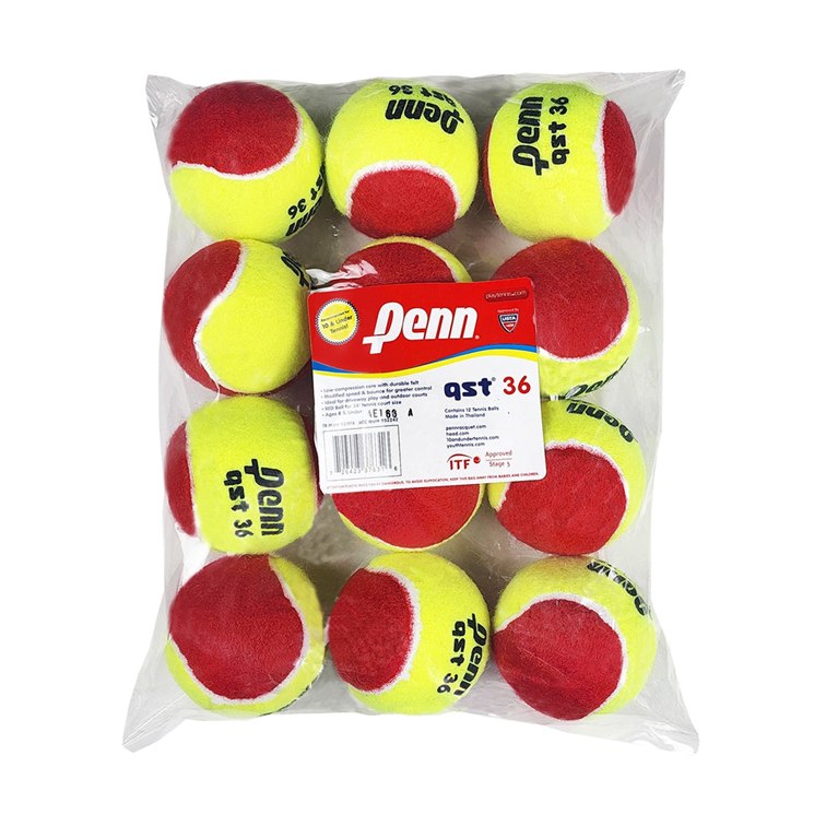 Penn QST 36 Red/Yellow Felt Quick Start Tennis Balls 12-pack