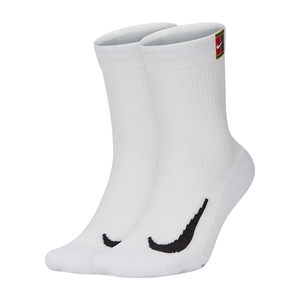 NikeCourt Multiplier Cushioned Crew White Tennis Socks (2 Pairs)