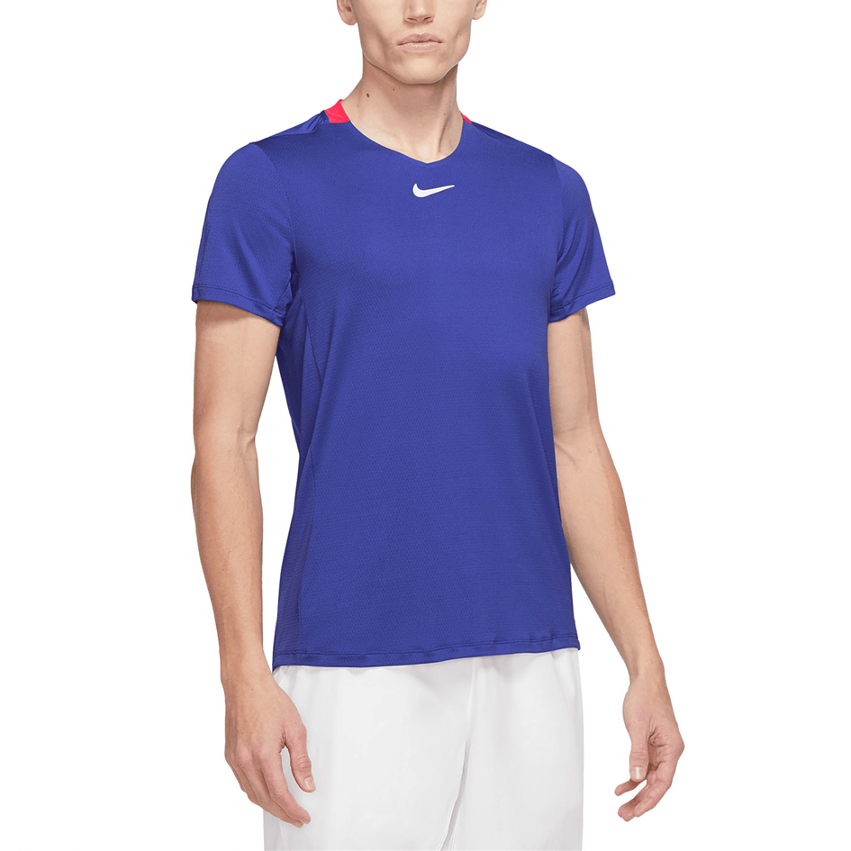NikeCourt Dri-FIT Advantage Men's Lapis, Crimson, and White Tennis Top