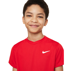 Nike Court Dri-Fit Victory Boy's University Red Tennis Top Mid