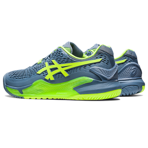 Asics Gel-Resolution 9 Steel Blue/Hazard Green Men's Tennis Shoes